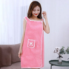 Coral Velvet Bath Towel Skirt Bow Sling Bathrobe