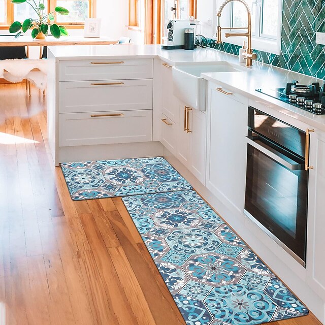 Boho Kitchen Rugs Anti Slip Door Mats for Kitchen Floor Kitchen Rugs and Mats Non Skid Waterproof Kitchen Runner Comfort Standing Mat