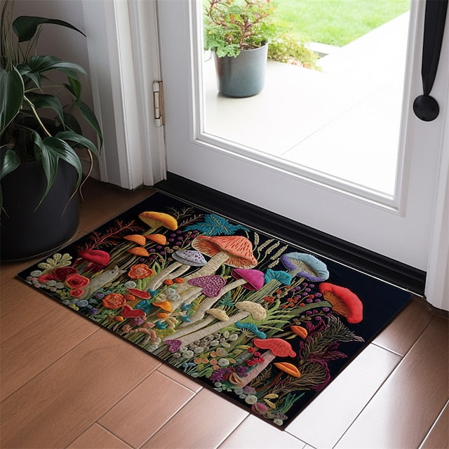 Fantasy Mushroom Doormat Floor Mats Washable Rugs Kitchen Mat Quilting Art Non-Slip Oil Proof Rug Indoor Outdoor Mat Bedroom Decor Bathroom Mat Entrance Rug