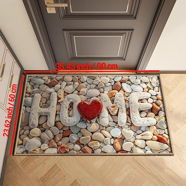 Valentine's Day Cobblestone Home Doormat Kitchen Mat Floor Mat Non-Slip Area Rug Oil Proof Rug Indoor Outdoor Mat Bedroom Decor Bathroom Mat Entrance Rug