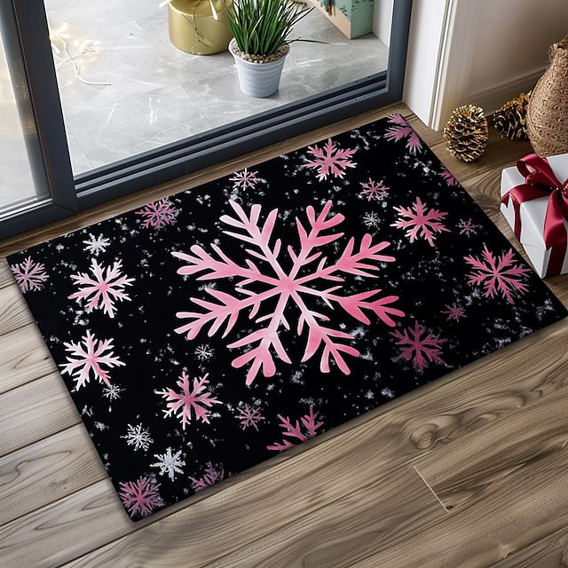 Doormat Snowflake Kitchen Mat Floor Mat Non-Slip Area Rug Oil Proof Rug Indoor Outdoor Mat Bedroom Decor Bathroom Mat Entrance Rug