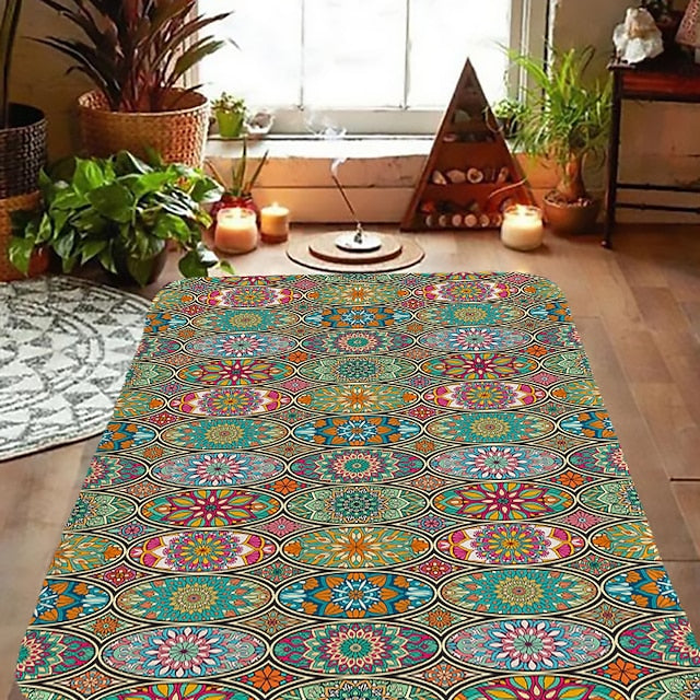 Bohemian Floor Mat Anti-Slip Door Mat Hallway Carpets Area Rugs Washable for Bedroom Living Room Kitchen Bathroom