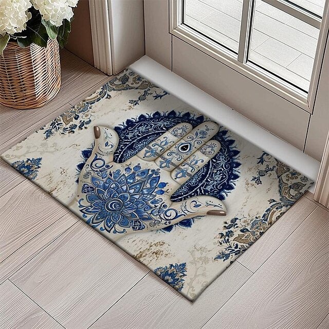 Hamsa Hand Ramadan Doormat Floor Mats Washable Rugs Kitchen Mat Non-Slip Oil Proof Rug Indoor Outdoor Mat Bedroom Decor Bathroom Mat Entrance Rug