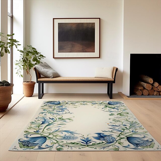 Spring Floral Fruit Area Rug Kitchen Mat Non-Slip Oil Proof Floor Mat Livingroom Rug Indoor Outdoor Mat Bedroom Decor Bathroom Mat Entrance Rug Door Mat Bird Tree of Life