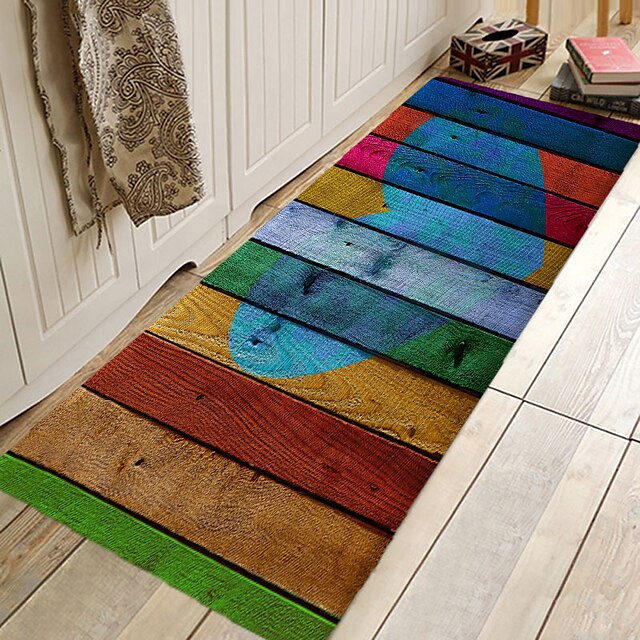 Rug Runner Colour Stripe Floor Mat Door Mat Hallway Carpets Area Rugs Washable for Bedroom Living Room Kitchen Bathroom Anti-Slip Floor Mats Wood lines