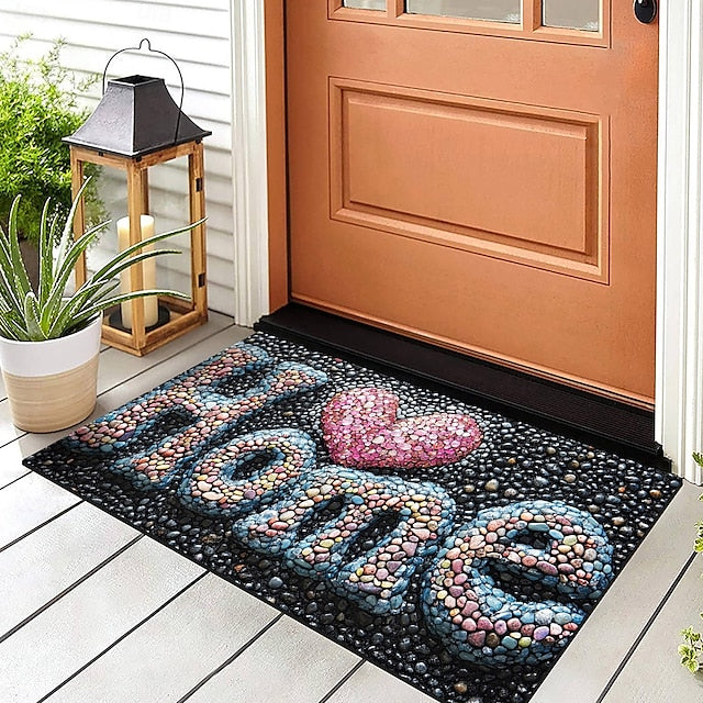 Valentine's Day Love Cobblestone Doormat Kitchen Mat Floor Mat Non-Slip Area Rug Oil Proof Rug Indoor Outdoor Mat Bedroom Decor Bathroom Mat Entrance Rug