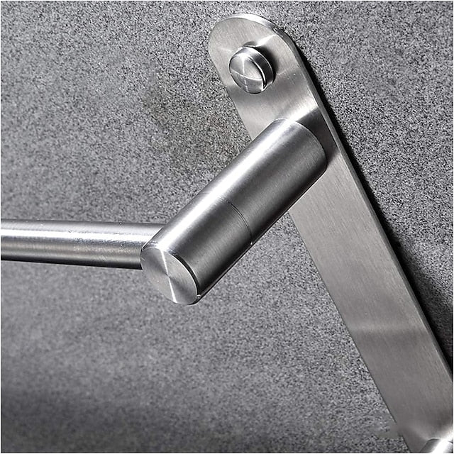 3-Tier Towel Rail with Hooks for Bathroom Wall Mounted Stainless Steel Towel Bar Brushed Nickel Towel Rack Rustproof Towel Bar 40/50/60CM(Silvery)