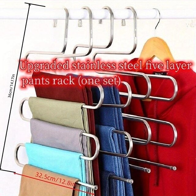 Multi Layer Pants Holder, Multifunctional S-shaped Clothes Holder For Wardrobe Storage, Household Bathroom Towel Organizer Rack, Anti Slip Storage, Sorting And Drying Device