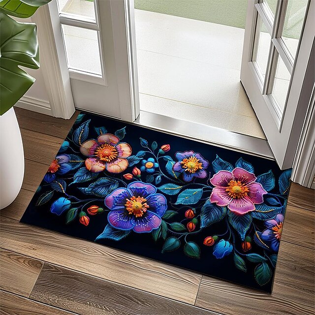 Oil Painting Flowers Doormat Floor Mats Washable Rugs Kitchen Mat Non-Slip Oil Proof Rug Indoor Outdoor Mat Bedroom Decor Bathroom Mat Entrance Rug