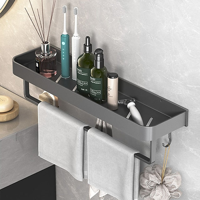 Shower Caddy Bathroom Shelves Wall Mounted Gun Grey Storage Organizer Rack Bathroom Kitchen Bathroom Hardware Pendant Bathroom Shelf Space Aluminum Shower Rack Corner Shelf Square Bath Shower Shelf