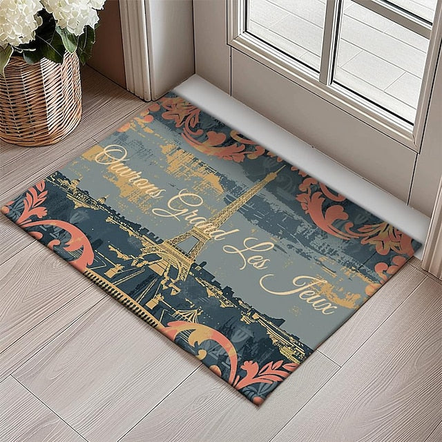 Graffiti Doormat Kitchen Mat Floor Mat Non-Slip Area Rug Oil Proof Rug Indoor Outdoor Mat Bedroom Decor Bathroom Mat Entrance Rug Eiffel Tower