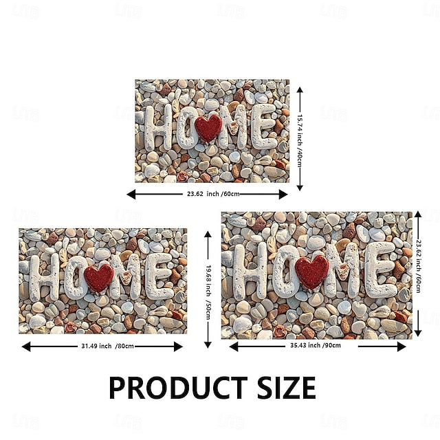 Valentine's Day Cobblestone Home Doormat Kitchen Mat Floor Mat Non-Slip Area Rug Oil Proof Rug Indoor Outdoor Mat Bedroom Decor Bathroom Mat Entrance Rug