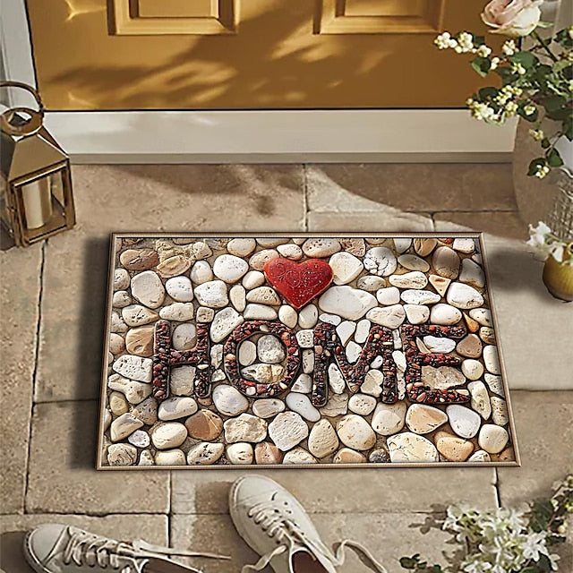 Valentine's Day Cobblestone Home Doormat Kitchen Mat Floor Mat Non-Slip Area Rug Oil Proof Rug Indoor Outdoor Mat Bedroom Decor Bathroom Mat Entrance Rug