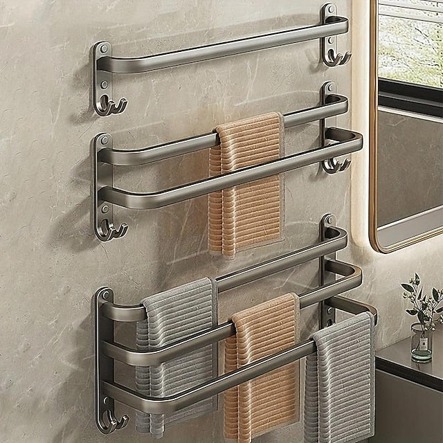 1pc Space-Saving Wall Mounted Towel Rack - Aluminum Shower Room Holder for Bathroom Towels and Washroom Storage