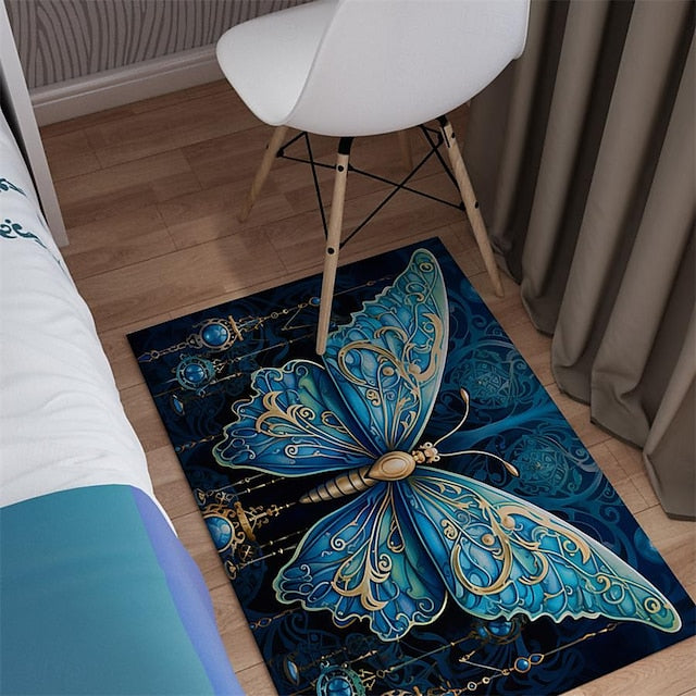 Art Butterfly Area Rug Kitchen Mat Non-Slip Oil Proof Floor Mat Livingroom Rug Indoor Outdoor Mat Bedroom Decor Bathroom Mat Entrance Rug Door Mat