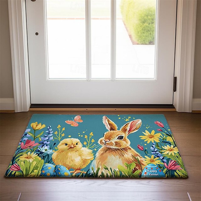 Easter Bunny Doormat Floor Mats Washable Rugs Kitchen Mat Non-Slip Oil Proof Rug Indoor Outdoor Mat Bedroom Decor Bathroom Mat Entrance Rug