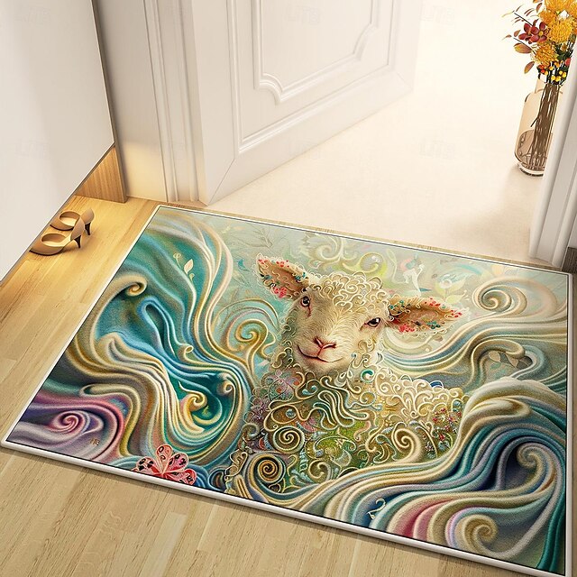 Sheep Doormat Kitchen Mat Floor Mat Non-Slip Area Rug Oil Proof Rug Indoor Outdoor Mat Bedroom Decor Bathroom Mat Entrance Rug