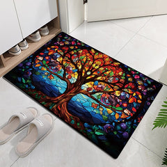 Stained Glass Tree Life Doormat Floor Mats Washable Rugs Kitchen Mat Non-Slip Oil Proof Rug Indoor Outdoor Mat Bedroom Decor Bathroom Mat Entrance Rug