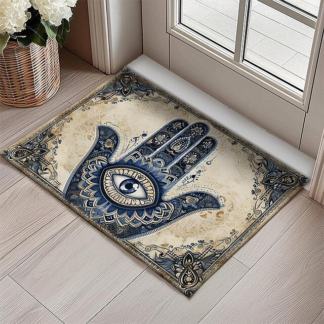 Hamsa Hand Ramadan Doormat Floor Mats Washable Rugs Kitchen Mat Non-Slip Oil Proof Rug Indoor Outdoor Mat Bedroom Decor Bathroom Mat Entrance Rug