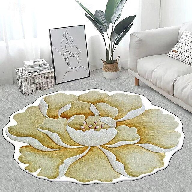 Area Rugs Flower Shaped Rugs Simple 3D Big Flower Carpet Washable Floor Mats