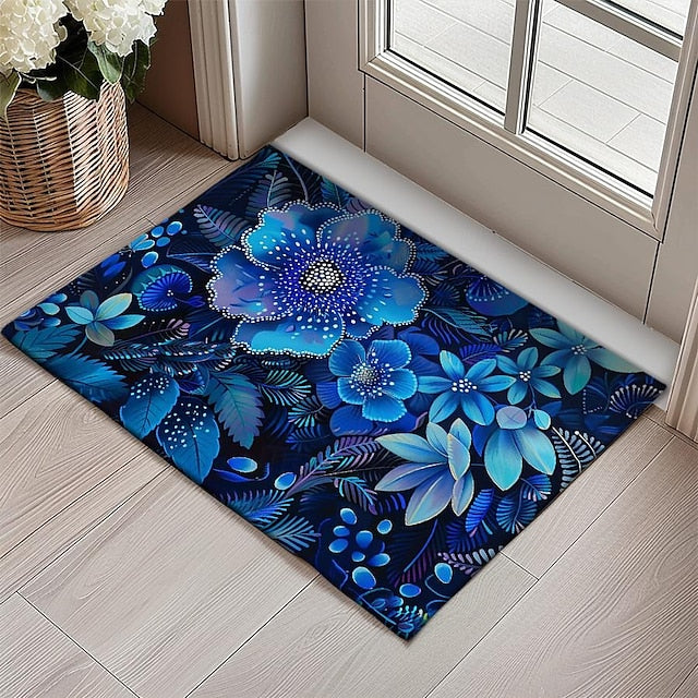 Pointillism Flowers Doormat Floor Mats Washable Rugs Kitchen Mat Non-Slip Oil Proof Rug Indoor Outdoor Mat Bedroom Decor Bathroom Mat Entrance Rug