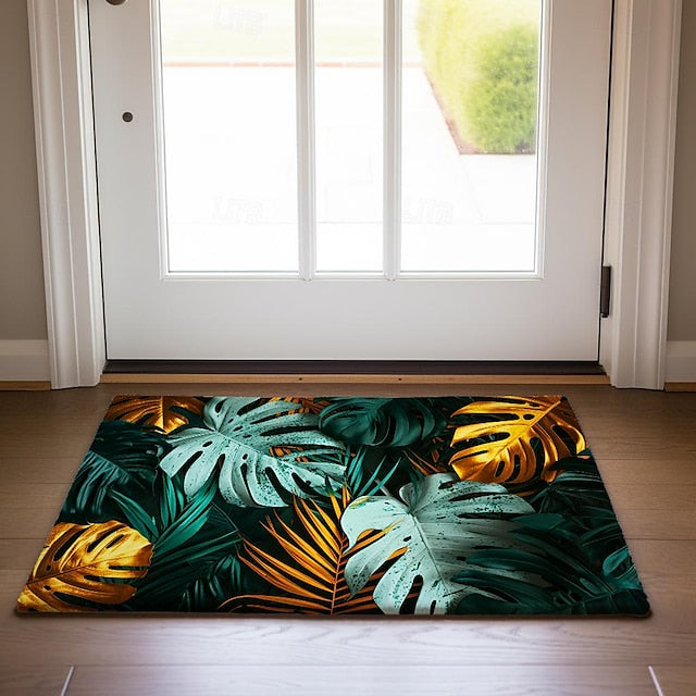 Tropical Leaves Doormat Non-Slip Oil Proof Rug Indoor Outdoor Mat Bedroom Decor Bathroom Mat Entrance Rug Door Mat