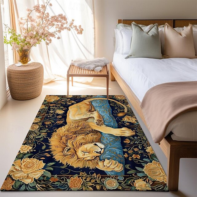 Sleeping Lion Area Rug Kitchen Mat Non-Slip Oil Proof Floor Mat Livingroom Rug Indoor Outdoor Mat Bedroom Decor Bathroom Mat Entrance Rug Door Mat