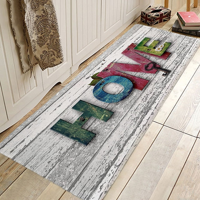 Rug Runner Colour Stripe Floor Mat Door Mat Hallway Carpets Area Rugs Washable for Bedroom Living Room Kitchen Bathroom Anti-Slip Floor Mats Wood lines