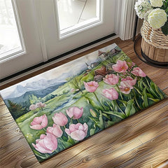 Countryside Tuilps Doormat Floor Mats Washable Rugs Kitchen Mat Non-Slip Oil Proof Rug Indoor Outdoor Mat Bedroom Decor Bathroom Mat Entrance Rug