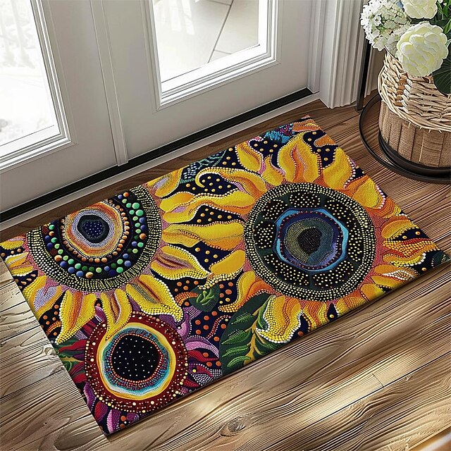 Big Sun Flowers Doormat Floor Mats Washable Rugs Kitchen Mat Non-Slip Oil Proof Rug Indoor Outdoor Mat Bedroom Decor Bathroom Mat Entrance Rug