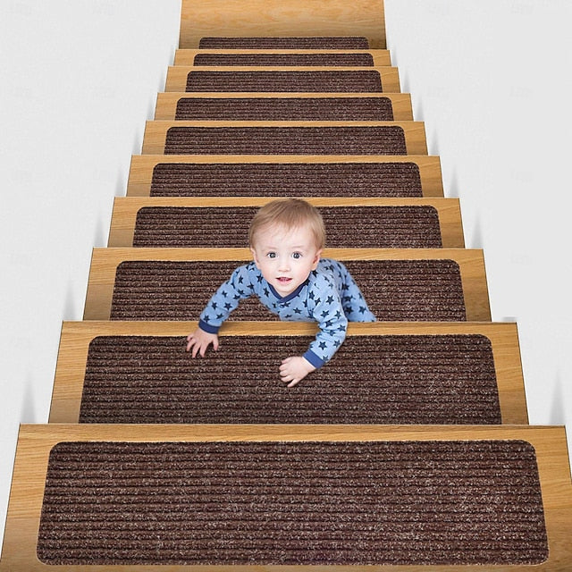 Non-Slip Carpet Stair Treads, Non-Skid Safety Rug, Slip Resistant Indoor Runner For Elders And Pets With Reusable Adhesive