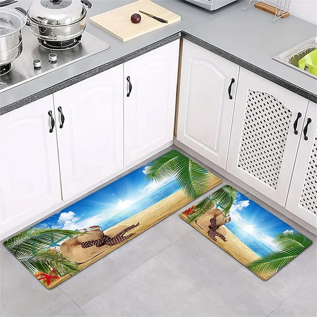 Beach View Area Rug Kitchen Rug Mat Non-Slip Oil Proof Floor Mat Livingroom Rug Indoor Outdoor Mat Bedroom Decor Bathroom Mat Entrance Rug Door Mat