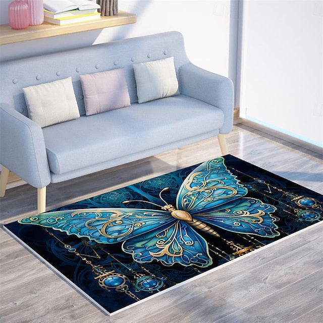 Art Butterfly Area Rug Kitchen Mat Non-Slip Oil Proof Floor Mat Livingroom Rug Indoor Outdoor Mat Bedroom Decor Bathroom Mat Entrance Rug Door Mat