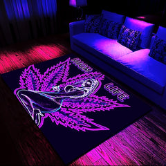 Blacklight Printed Carpet UV Reactive Glow in the Dark Rug Large Non-Slip Rug Mat for Room Decor