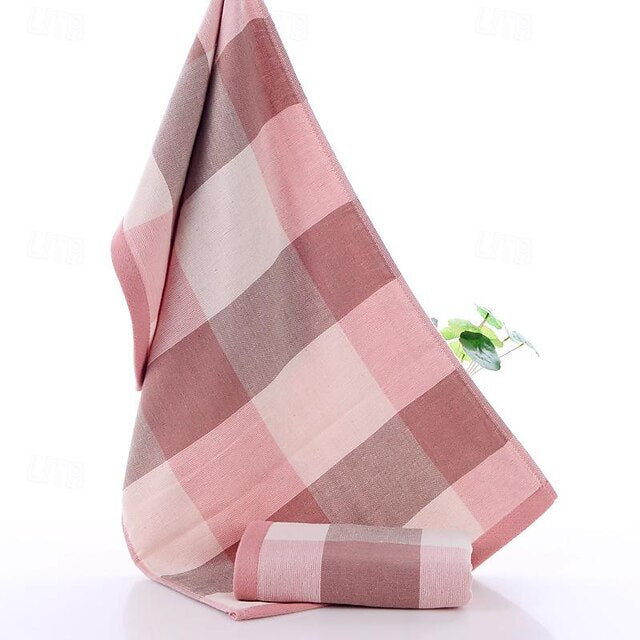 32 Strands Japanese Checkered Cotton Gauze Towel Terry Fabric Absorbent Face Towel Adult Couple Face Towel