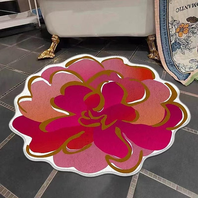 Irregular Flower Shape Area Rug Kitchen Mat Non-Slip Oil Proof Floor Mat Livingroom Rug Indoor Outdoor Mat Bedroom Decor Bathroom Mat Entrance Rug Door Mat