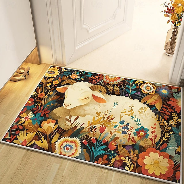 Sheep Doormat Kitchen Mat Floor Mat Non-Slip Area Rug Oil Proof Rug Indoor Outdoor Mat Bedroom Decor Bathroom Mat Entrance Rug