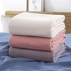 100% Cotton Waffle Throw Comfortable and Breathable Honeycomb Nap Blanket Pure Cotton Towel Blanket