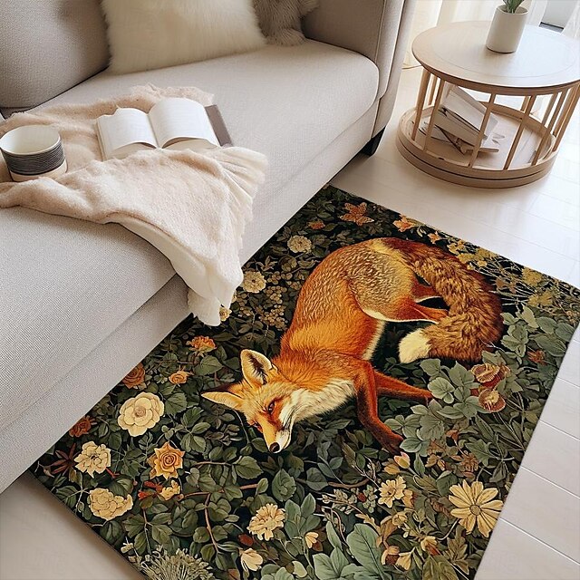 Inspired William Morris Fox Area Rug Kitchen Mat Non-Slip Oil Proof Floor Mat Livingroom Rug Indoor Outdoor Mat Bedroom Decor Bathroom Mat Entrance Rug Door Mat