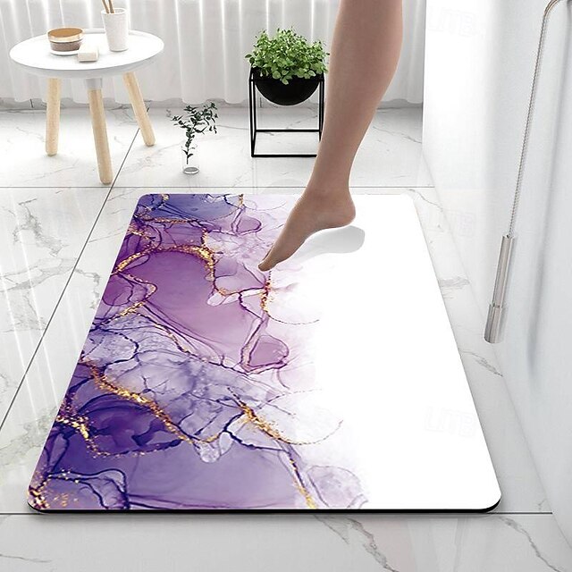 Marble Pattern Bathroom Bath Mats Creative Absorbent Bathroom Rug Diatomaceous Earth Non Slip