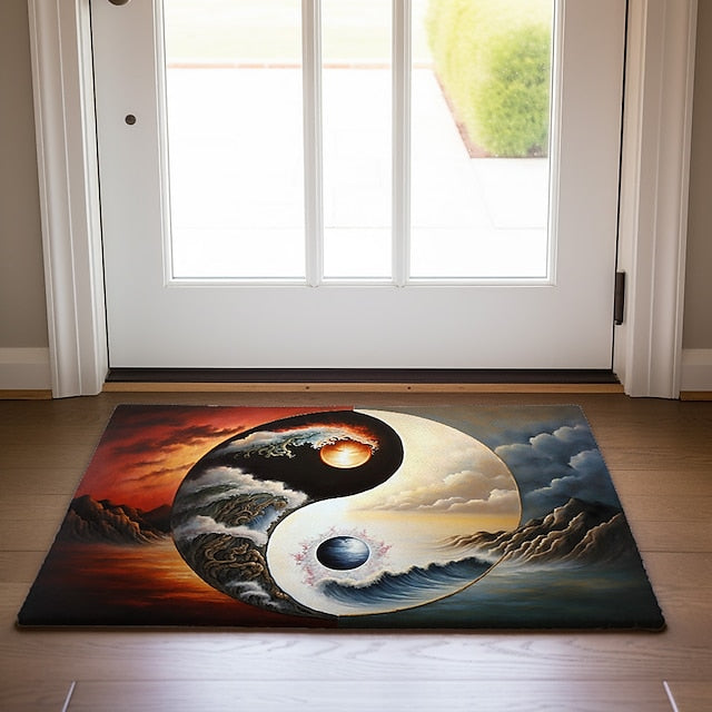 Yinyang Taichi Doormat Floor Mats Washable Rugs Kitchen Mat Boho Non-Slip Oil Proof Rug Indoor Outdoor Mat Bedroom Decor Bathroom Mat Entrance Rug