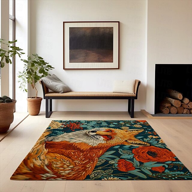 Inspired William Morris Fox Area Rug Kitchen Mat Non-Slip Oil Proof Floor Mat Livingroom Rug Indoor Outdoor Mat Bedroom Decor Bathroom Mat Entrance Rug Door Mat