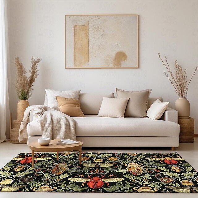 Floral Insects Area Rug Kitchen Mat Non-Slip Oil Proof Floor Mat Livingroom Rug Indoor Outdoor Mat Bedroom Decor Bathroom Mat Entrance Rug Door Mat