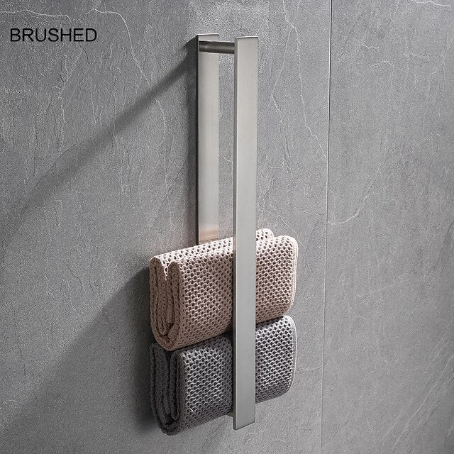 Towel Racks for Bathroom,Self-Adhesive Towel Bar Wall Mounted SUS304 Stainless Steel No Drill Towel Holders for Toilet Bathroom,Kitchen(Black/Chrome/Brushed Nickel)40cm