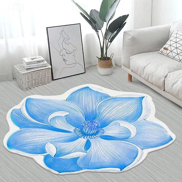 Area Rugs Flower Shaped Rugs Simple 3D Big Flower Carpet Washable Floor Mats