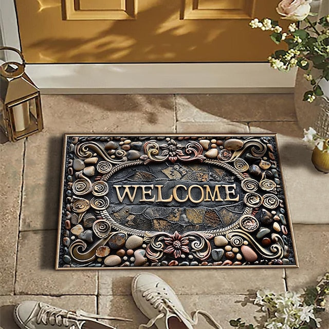 Valentine's Day Cobblestone Home Doormat Kitchen Mat Floor Mat Non-Slip Area Rug Oil Proof Rug Indoor Outdoor Mat Bedroom Decor Bathroom Mat Entrance Rug