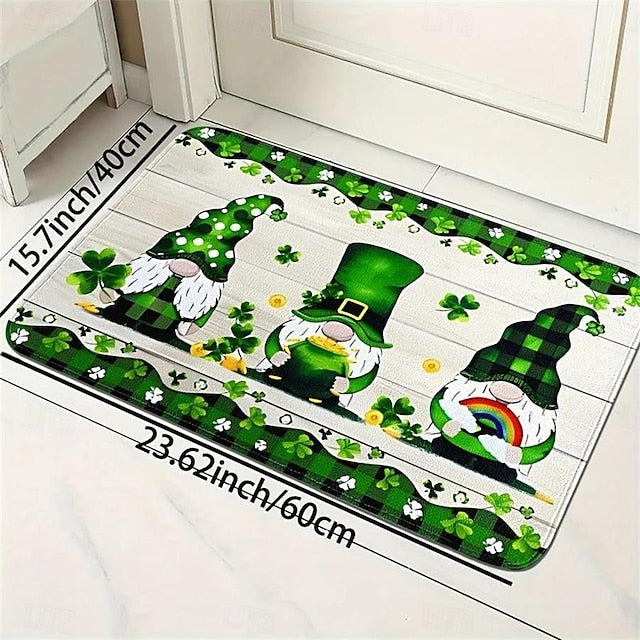 Saint Patrick's Day Doormat Floor Mats Washable Rugs Kitchen Mat Non-Slip Oil Proof Rug Indoor Outdoor Mat Bedroom Decor Bathroom Mat Entrance Rug Gnomes