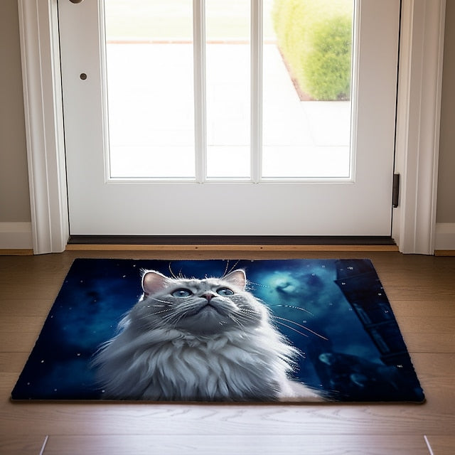 Painting Cat Doormat Floor Mats Washable Rugs Kitchen Mat Non-Slip Oil Proof Rug Indoor Outdoor Mat Bedroom Decor Bathroom Mat Entrance Rug