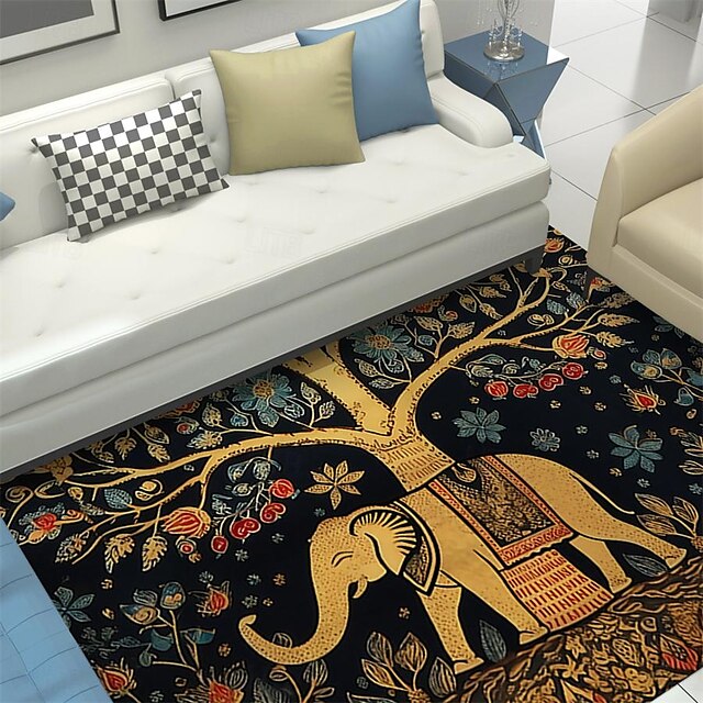 Boho Elephants Area Rug Kitchen Mat Non-Slip Oil Proof Floor Mat Livingroom Rug Indoor Outdoor Mat Bedroom Decor Bathroom Mat Entrance Rug Door Mat