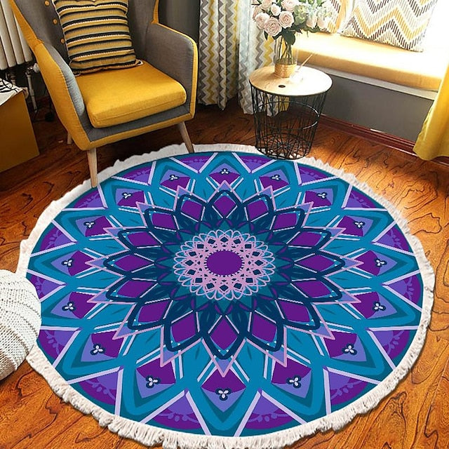 Mandala Tassel Round Carpet Area Rug Ethnic Style Room Living Room Bedroom Coffee Table Floor Mat